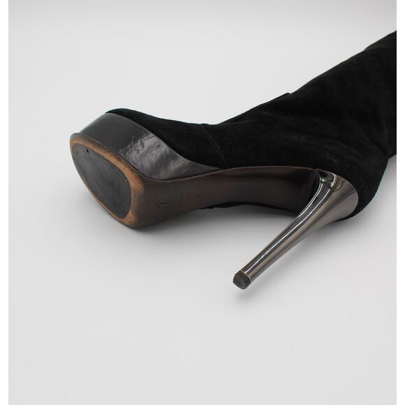 Giuseppe Zanotti Suede Over The Knee Boots 38 Womens Size 8 Black Designer - Picture 12 of 16